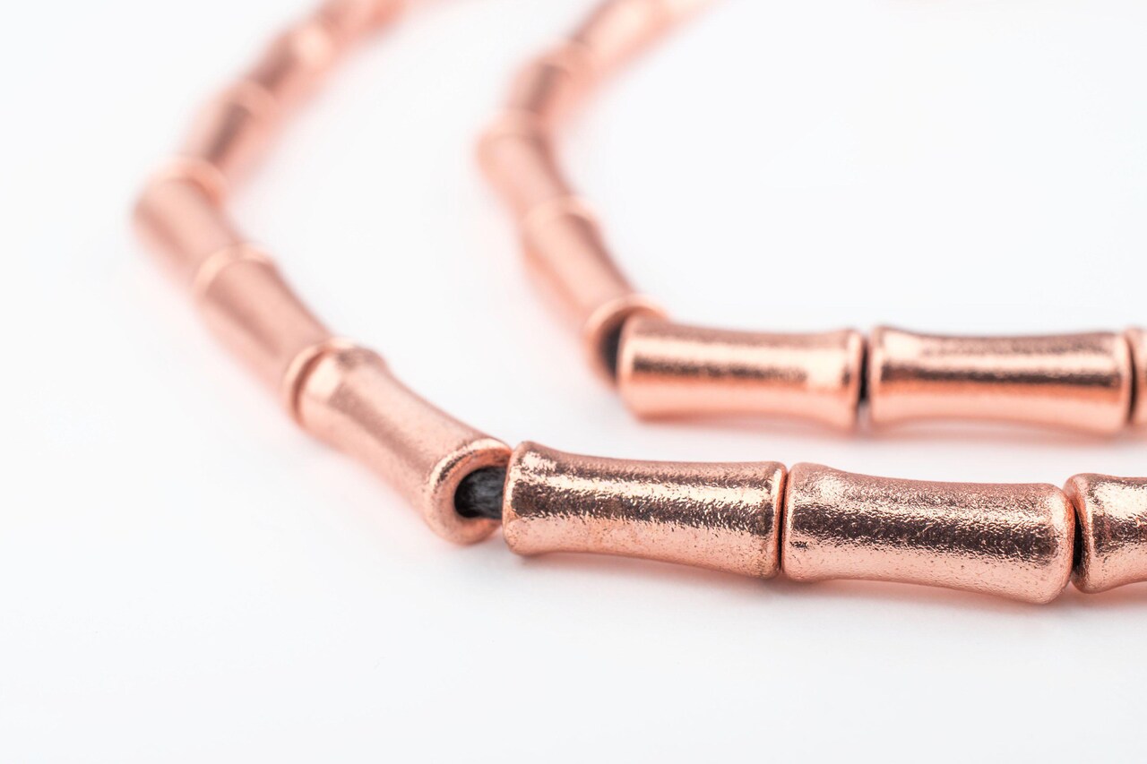 The Bead Chest Copper Bamboo-Shaped Beads, Full Strand of Quality Metal Spacers for DIY Jewelry Design